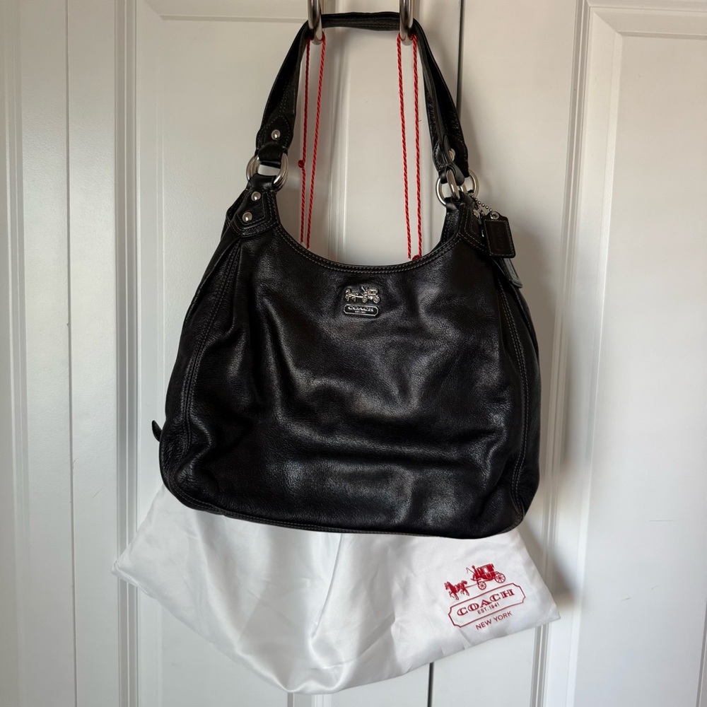 Coach Black Leather Hobo Bag with Slouchy Design